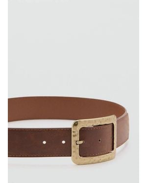 Mango Square Buckle Belt - Brown
