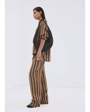 Mango Pleated Striped Pants - White