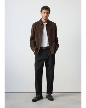 Mango Leather Jacket With Pocket - Brown
