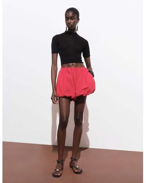 Mango Knitted Cropped Jumper - Red