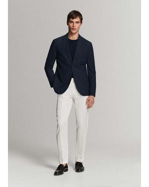 Mango Slim-Fit Jacket With Pockets - Blue