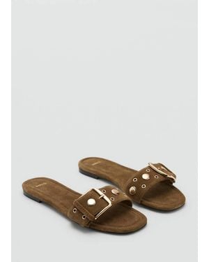 Mango Sandales Cuir Boucle Sable - Multicolore
