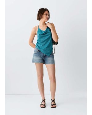 MANGO TEEN Low-Waist Mini Shorts - Blue
