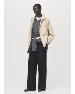 Mango Cotton Jacket With Pockets - Blue