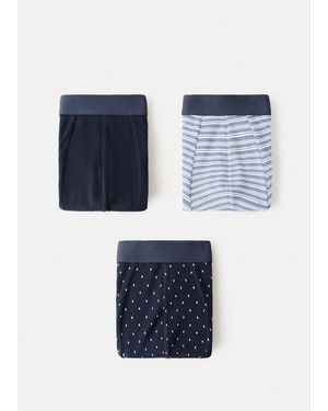 Mango Pack Of 3 Cotton Combination Briefs - Blue