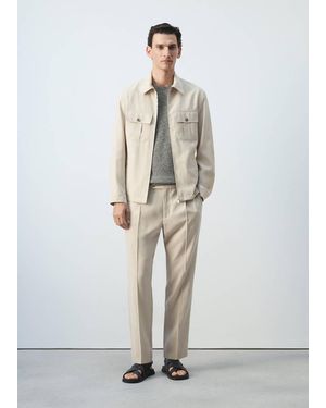 Mango Regular Fit Modal Jacket With Pockets - White