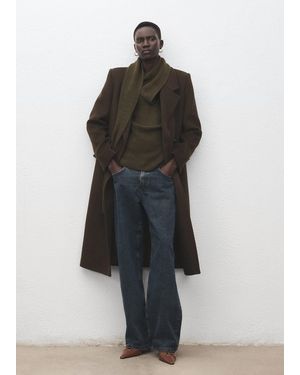 Mango Double-Breasted Wool Coat - Green