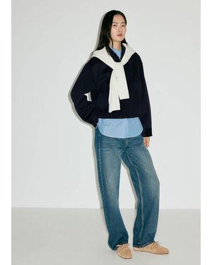 Mango Wool Bomber Jacket - Blue