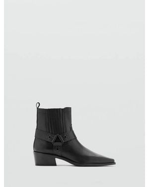 MANGO TEEN Leather Heeled Boots - Black
