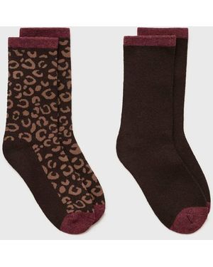 MANGO TEEN 2 Pack Printed Socks - Brown