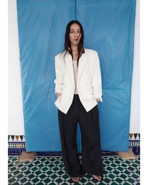 Mango Straight-Fit Lyocell Trousers - Blue