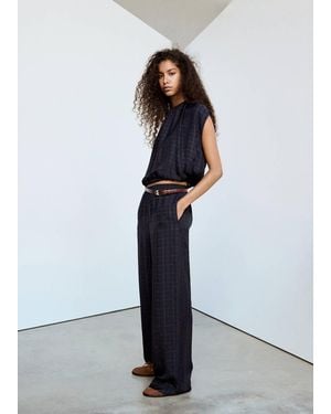 Mango Gathered Check Blouse - White