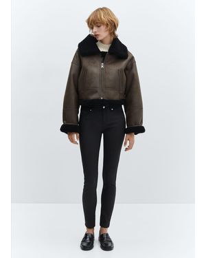 Mango Waxed Push-Up Skinny Jeans - Black