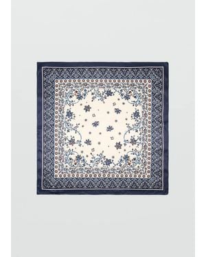 Mango Paisley Satin Scarf - Blue