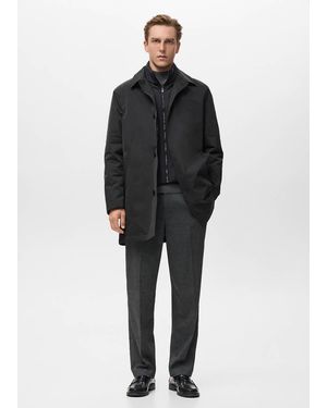 Mango Quilted Water-Repellent Trench Coat - Black