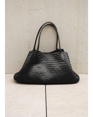 Mango Large Braided Leather Shoulder Bag - Red