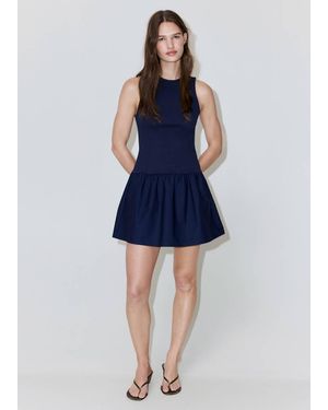 Mango Smocked Cotton Dress - Blue