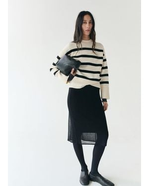 Mango Knit Striped Jumper - Black