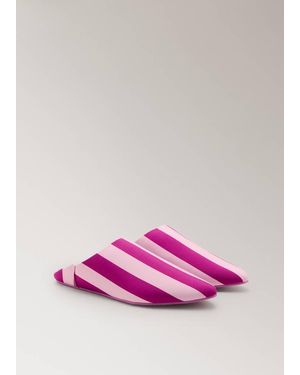 Mango Striped Clog With Stitching Detail - Pink