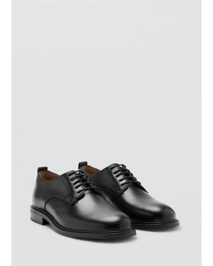 Mango Lace-Up Leather Shoes - Black