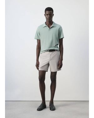 Mango Slim Fit Cotton Lyocell Bermuda Shorts - Grey