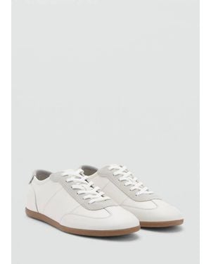 Mango Leather Mixed Sneakers - White