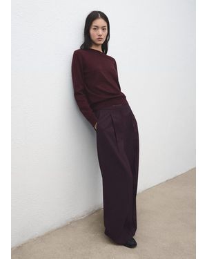 Mango Wide-Leg Mid-Rise Pleated Trousers - Purple
