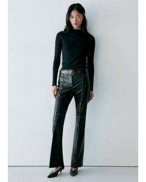 Mango Knitted Sweater With Perkins Neck - Black
