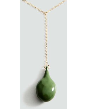 Mango Enamel Detail Lariat Necklace - Green
