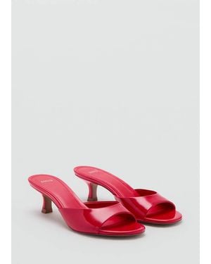 Mango Kitten-Heel Sandals With Strap - Red