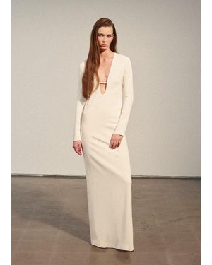 Mango V-Neckline Long Dress - Natural