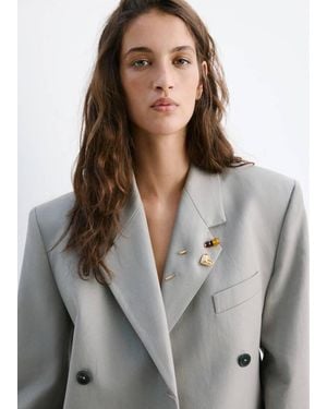 Mango Set Of 3 Combined Brooches - Grey