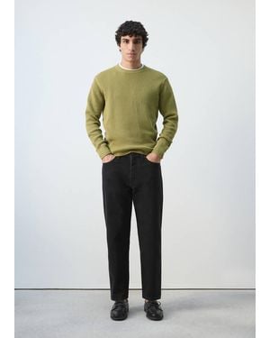 Mango Medium-Knit Microstructure Jumper - Green