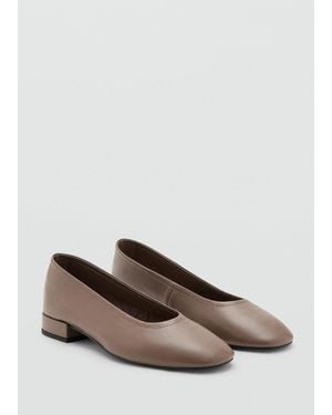 Mango Leather Flat Shoes - Brown
