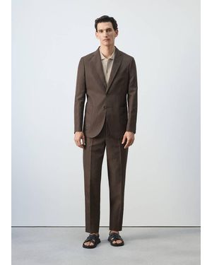 Mango Slim Fit Lyocell Linen Suit Jacket - Grey