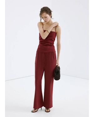 Mango Bow Straight Trousers - Red