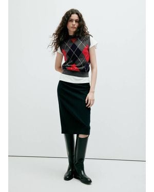 Mango Argyle-Knit Vest Medium Heather - White