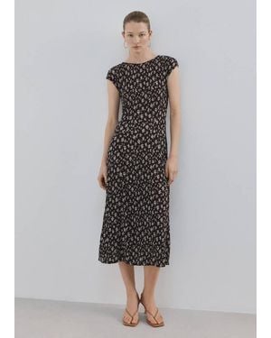 Mango Floral-Print Midi-Dress - Brown