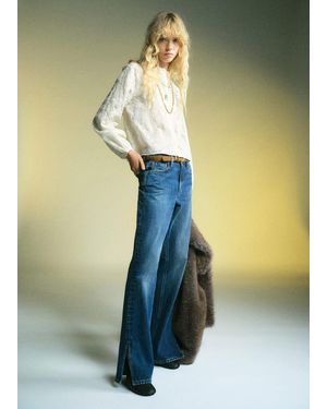 Mango Blouse Lyocell Brodée Écru - Multicolore