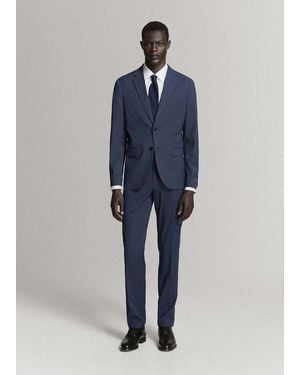 Mango Stretch Fabric Super Slim-Fit Suit Pants - Blue