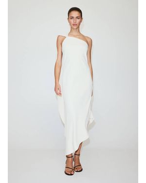 Mango Asymmetrical Dress With Scarf Ecru - White