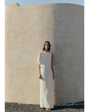 Mango Long Dress With Asymmetrical Sleeve - Multicolour