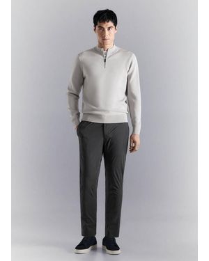 Mango Pullover Comfort Stretch Zip Grigio Ghiaccio