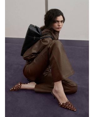 Mango Bambi Leather And Faux Fur High-Heel Shoe - White