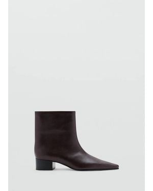 Mango Bottines Pointues À Talon Chocolat - Blanc