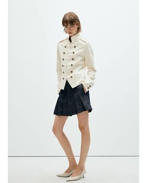 Mango Pleated Denim Skirt - White