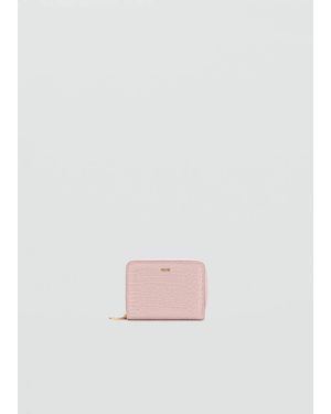 Mango Small Wallet With Croc Effect - Pink