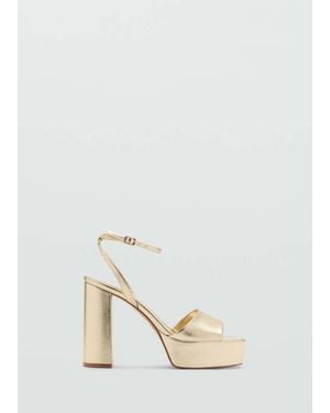 Mango Metallic-Effect Heeled Sandals - Natural