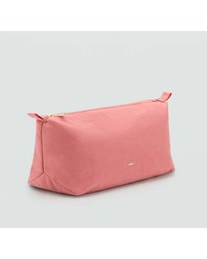 Mango Quilted Toiletry Bag With Logo - Pink
