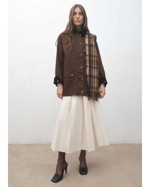 Mango Check Scarf With Fringed Ends - Natural